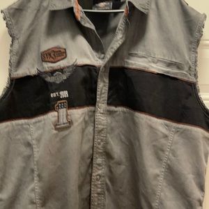 Men Genuine Harley Davidson Iron Block Blowout Vest